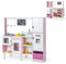 COSTWAY 2 in 1 Kinderküche & Kaufladen, Spielküche mit Licht und Sound, interaktiver Eismacher & Tafel, inkl. 82 Zubehörteile, doppelseitig, Spielzeugküche für Kinder ab 3 Jahren