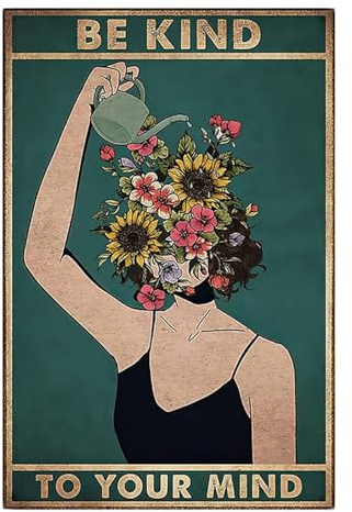 Nayyana Be Kind to Your Mind Poster mural vintage hippie bohème vintage Cadeau d'encouragement pour femme Bureau à domicile Chambre à coucher Salon Café Décoration murale