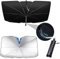 Parasol Coche Delantero Plegable 145 x 79 cm，Parasol Coche Paraguas,UV y El Calor,Viene con Bolsa de Almacenamiento, Apto para berlinas,MPV,SUV