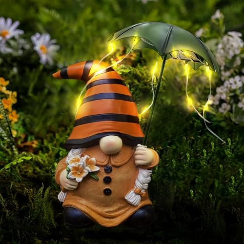 lifemet Solar Gartenzwerg Gartendeko Figuren - Lustig aus Kunstharz Zwerge Garten Deko Draußen Wetterfest mit LED Solarlaterne, Gartendeko Gartenleuchte für Außen Hof Balkon Terrasse