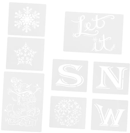 CORHAD 8stücke Weihnachts-schneeflocken-schablonen Für Kinderzeichnung Diy Malerei Bastelprojekte Mit Abwaschbarer Hohlzeichnungsvorlage