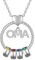 Personalisierte OMA Kette Damen mit 1–5 Namen Halskette Anhänger Damen Schmuck Mutter Tochter Geschenk für Frauen Mama Oma Zum Geburtstag Weihnachten Muttertag (Rund-Silber-4 Geburtssteine ​​4 Namen)