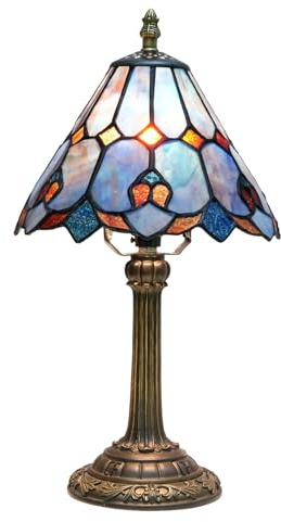 wecrejoni Tiffany Lamp Stained Glass lamp Small Bedside Table Lamps for Living Room Bedroom Dorm Kitchen Home Decor Festival Birthday Gift,Purple Table lamp