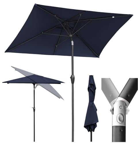 Sekey Aluminum Sonnenschirm 210 × 140 cm Balkon Sonnenschirm Rechteckig für Balkon Garten & Terrasse Sonnenschutz UV 50+