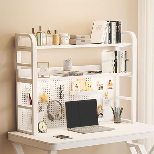 Multi Layered Behind the Door Bookshelf Tower for Computer Desk Freestanding Storage Rack with Back Panel Hole Office Supplies Display & Organizer