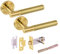 HANDLEZONE® Evo Knurled Grip Privacy Lever On Round Rose Door Handles, with Privacy Latch, for Bathroom, Toilet, WC Doors, 1 Set - Brushed Brass