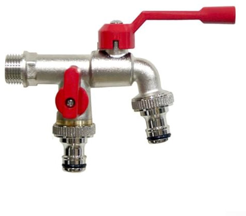 Robinet de jardin en laiton robuste avec design à double sortie, parfait pour de multiples applications d'arrosage (C)