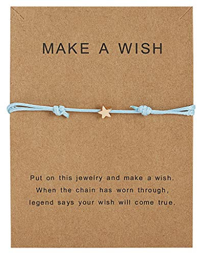 ohodhmnu Fashion For Wish Karte Stern Charm handgefertigt geflochtenes Wachsseil verstellbar Glücksbringer Mädchen