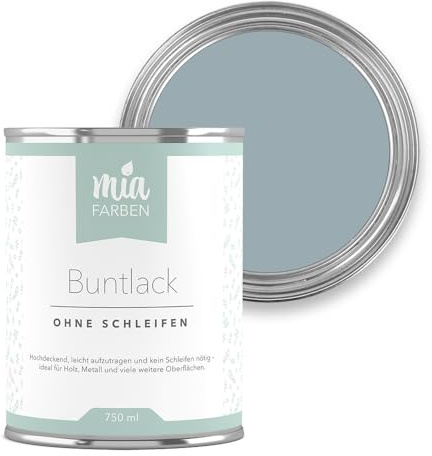 miafarben Buntlack ohne Schleifen matt 5L (Mildes Nebelblau) | Möbelfarbe, Möbellack für Holz, Metall und Kunststoff, hochdeckend und wasserbasiert, für innen und außen