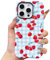 ECZOIL Compatible for iPhone16 Pro Case,Cute Aesthetic Trendy Bow Tie Pattern,Shockproof Hybrid Hard Back Phone Cover for Women-Blue Cherry