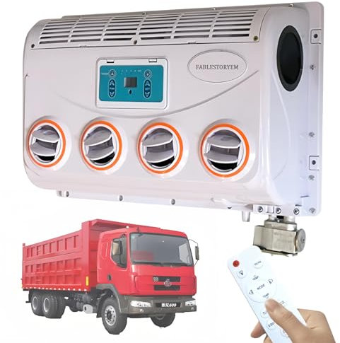 Fablestoryem Aire Acondicionado para Vehículos Recreativos de 12V/24V, Aire Acondicionado de 12V/24V CC para Camiones, Vehículos Recreativos, Autobuses, Excavadoras, Vehículos Agrícolas, Autom,24V