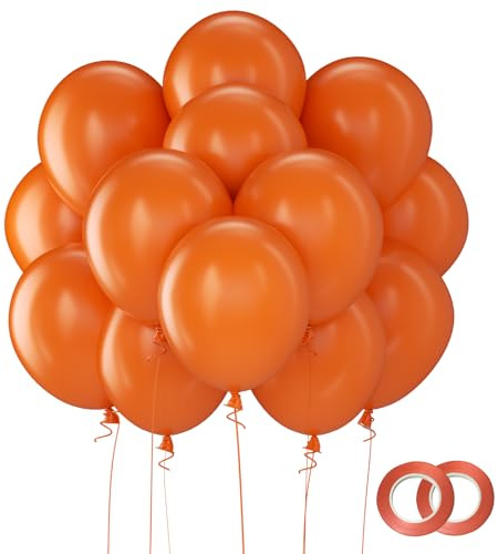 Matt Orange Luftballons 12 Zoll, 100 Stück Vakuumverpackte Partyballons aus 100% Naturlatex, Heliumballons für Geburtstag, Hochzeit, Karneval, Babyparty & Festdekoration