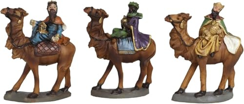 Genérico 3er Set Heilige Könige mit Kamelen, Figuren aus Harz, 10 cm, Dekoration für Weihnachtskrippe, katholische Jesusfigur, Jesusfigur, Kreuzigungsfigur, Christus, religiöses Ornament