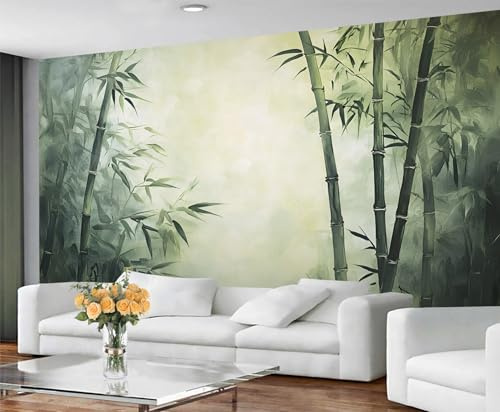 YXQAIED Papier peint en bambou – Papier peint forêt de bambou pour salon, chambre à coucher, papier peint oriental, non autocollant, grande décoration murale 3D, 260 x 175 cm