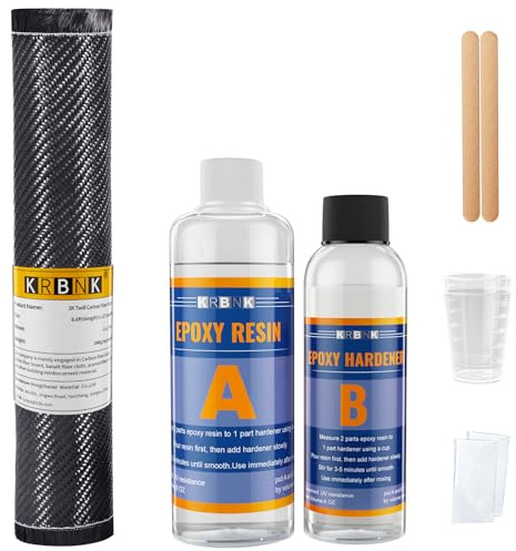 Carbon Komplett-Set 200CM x 30 CM 3K Kohlefasergeweberolle, DIY Kohlefaserplatte, 235ml Epoxidharz 118ml Härter, DIY Kohlefaserplatte, Kohlefaser Gewebe zur Reparatur von Automobilen, Motorrädern