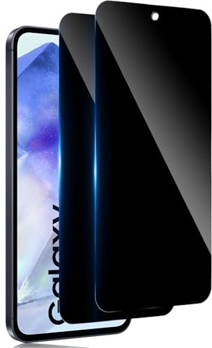 TuFun pour Samsung Galaxy A55 5G Verre Trempé Anti Espion, [2 Pièces] Privacy Protection Écran, 9H Dureté efficace contre les Film, Anti-Rayures Sans Bulles Anti-Spy Vitre Protecteur - Noir