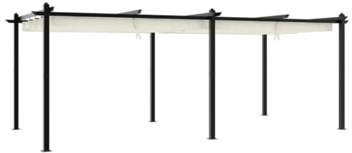 Pergola avec Toit Rétractable, Pergola Tonnelle de Jardin Extérieur crème 3x6 m Aluminium