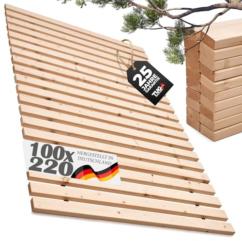 TUGA - Holztech Marken Rollrost Lattenrost 100 x 220 cm 500kg stabilster Bettrost Qualitätsarbeit aus Deutschland mit 25 Jahren Garantie