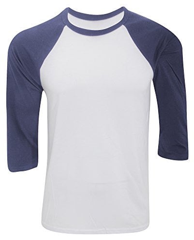 Canvas Mens 3/4 Sleeve Baseball T-Shirt (M) (White/Denim)