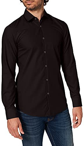 HUGO Mens C-Jenno Slim-fit Shirt in Cotton poplin Black