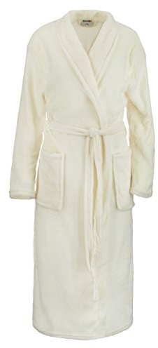 Brandsseller Unisex Bademantel Mikrofaser S/M – Weicher Morgenmantel mit Schalkragen für Damen & Herren – Hausmantel ideal für Zuhause, Reise & Spa – Creme