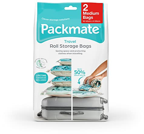 Packmate Ã'® 2 Roll Up Travel Vacuum Space Saver Storage Bags For Holidays, Travelling, Large Suitcases & Backpacks by Pack Mate