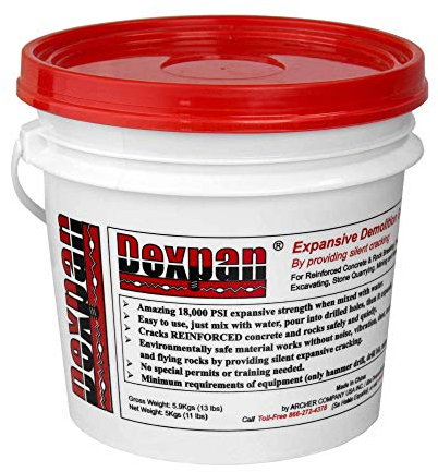 Dexpan Boiacca espansiva per demolizione da 5 kg, secchio per rottura roccia, taglio calcestruzzo, scavo. Alternativa a martelli martelli demolitori, martello pneumatico, sega per calcestruzzo,