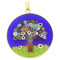 Glass Of Venice Millefiori Pendentif en Verre de Murano pour Femme Rond Multicolore Arbre de Vie sur Bleu 32 mm, Cadre et bélière en Argent Sterling plaqué Or .925