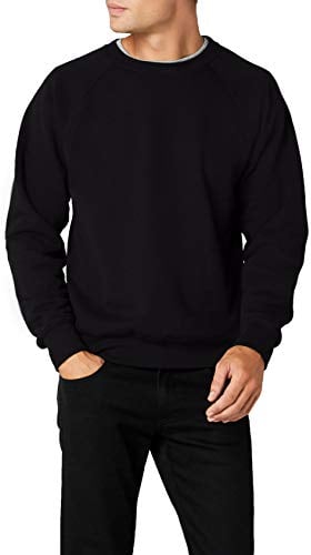 Fruit of the Loom Herren, Sweatshirt, Raglan Sweatshirt, Schwarz, Größe L (Herstellergröße : Large)