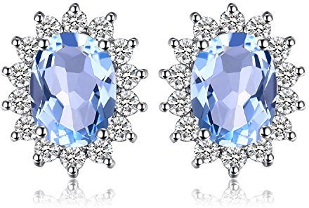 JewelryPalace 1.5ct Diana Princesse Kate Middleton Boucles d'Oreilles Clous Naturelle Blue Topaze en Argent 925 Pour Femme, Clous d'oreilles, Vintage Ensemble de Bijoux Cadeau