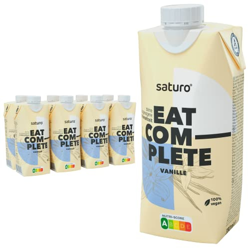 Saturo Vanille Substitut de Repas Complet Diététique Prêt à Consommer Riche en Protéines, Vitamines et Minéraux – Milk-Shake/Smoothie, 8 x 330ml