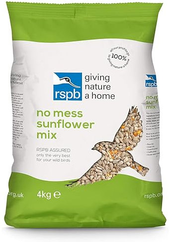 RSPB No Mess & No Waste Sunflower Hearts Wild Bird Food 4Kg, High in Energy & Protein, Great For Bird Feeders, Supporting The RSPB Charity, Resealable & Recyclable Packaging