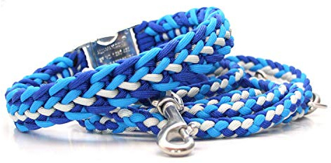 Hundehalsband, Floating Colors, mit passender Leine, handgeflochten aus Paracord,
