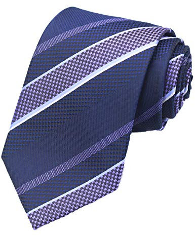 WITZROYS Herren-Krawatte, klassisch, gestreift, Jacquard, gewebt, für Hochzeitskleid, Anzug, normale Größe + Geschenkbox, Marineblau und Violett, Standard größe