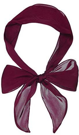 sourcing map Damen Einfarbig Skinny Schal Schals Langes Halstuch Haarband Weinrot 140 x 13 cm
