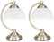 MiniSun | Curved Antique Brass and Frosted Glass Table Lamps | Table Lamps, Home Décor & Improvement Essential | Set of 2 | Includes 4W LED Bulbs [3000K Warm White]