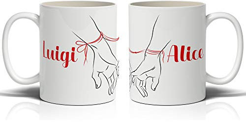 Teetaly Tazza San Valentino Personalizzata Con Nome Filo Rosso