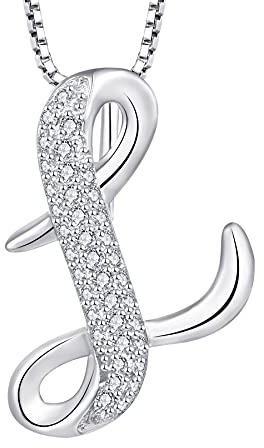 starchenie 925 Silber Buchstaben Halskette L Anhänger Initiale mit 3A Zirkonia für Damen Geburtstagsgeschenk