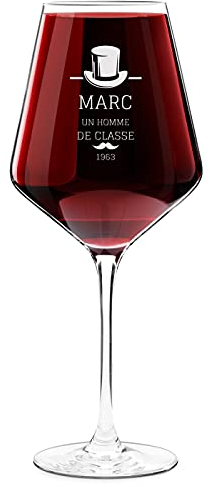 Maverton Verre à Vin en Cristal pour l’homme - 490 ml - Verre Personnalisé à Vin Rouge et Blanc - Cadeau d’anniversaire pour amateur de vin - Chapeau