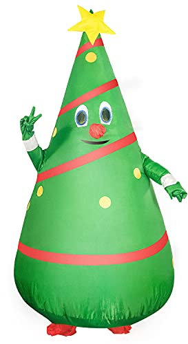 Funny Inflatable Christmas Tree Costumes Blow Up Suits Adults Man Unisex Fancy Party Blowup Dress with Blower Cosplay Outfit