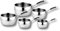 Cflagrant® Set de 5 Casseroles INOX Pro : 12/14 / 16/18 et 20 cm - Acier Inoxydable Massif Haute Qualité - Poignées Rivetées avec Revêtement Silicone Noir - Tous Feux Dont Induction (Bombées)