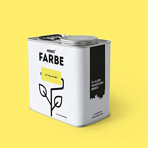 HORST Wandfarbe Butterblume Gelb 5 L – ökologische Premium Innenfarbe mit hoher Deckkraft – spritzfrei tropffrei vegan nachhaltig geruchsneutral