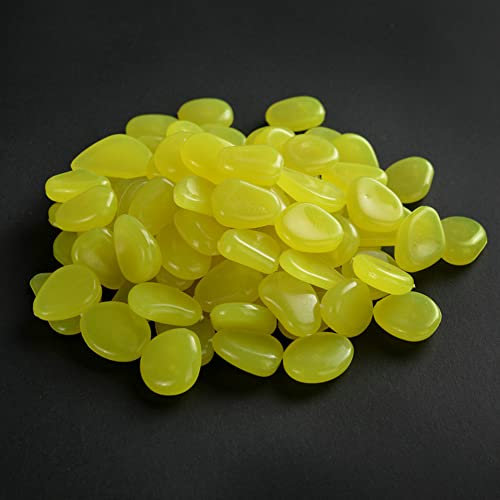 SPORTARC – Lot de 50 galets phosphorescents pour jardin, allée, aquarium, jaune