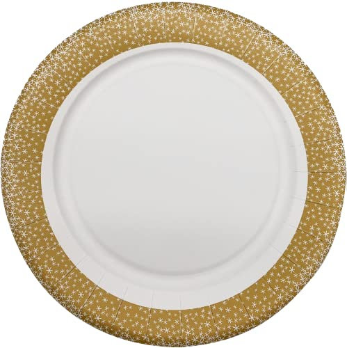 10 Assiettes Paillettes Or en carton - 23cm
