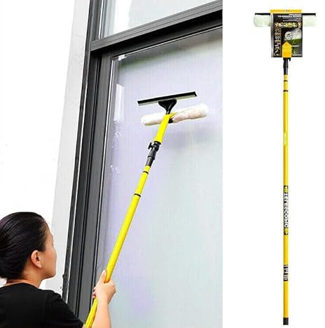 sbz Professional Telescopic Window Glass Cleaner Cleaning Squeegee Equipment upto 3.5m Extension Pole Kit for Indoor outdoor High Windows (Complete Kit)