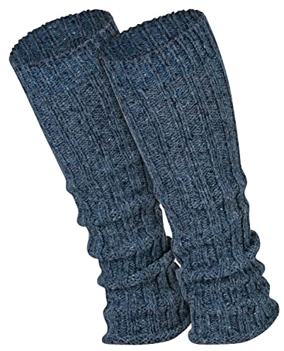 1 Paar Stulpen Damen warme Bein-Stulpen in Wolle Strick - jeans melange