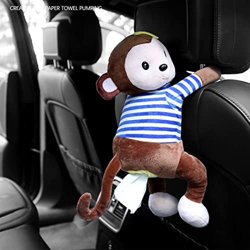 MISNODE Monkey Taschentuchhalter fürs Auto, Plüsch-Papiertuchspender, Tier-Hängender Papier-Organizer, D