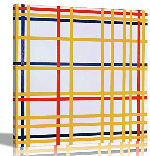 New York City I von Piet Mondrian Leinwanddrucke Leinwand Bilder Wandbild zum Aufhängen Wandkunst Gerahmte Dekor Schlafzimmer Kunstwerk groß 86 x 86 cm (34 x 34 Zoll)