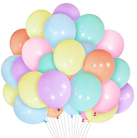HYKJNBW 12-Zoll-Pastell-Luftballons, 50 Stück mehrfarbige Regenbogen-Luftballons Latex-Luftballons für Kinder, Mädchen, Frauen, Geburtstagsfeier