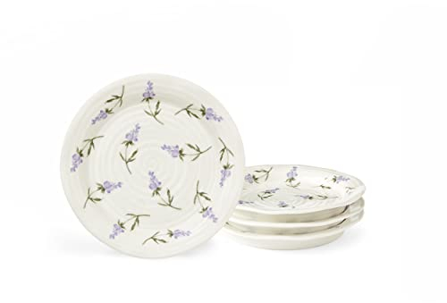 Portmeirion Sophie Conran Lavandula Side Plate Set of 4, Porcelain Dessert, Appetizer, Small Dinner and Salad Plate, Microwave and Dishwasher Safe Dinnerware, 6-Inch Diameter